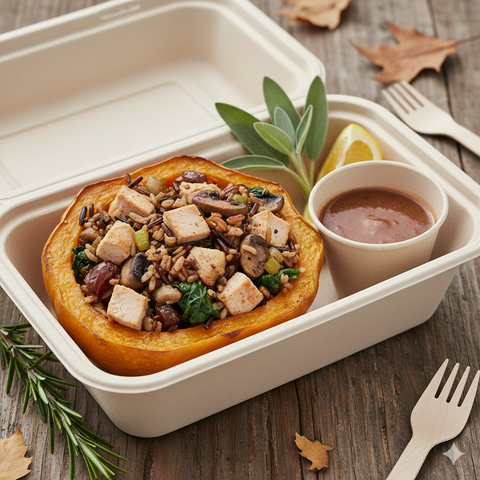 #4 Stuffed Acorn Squash with Mushrooms, Sage, and Greens - Turkey